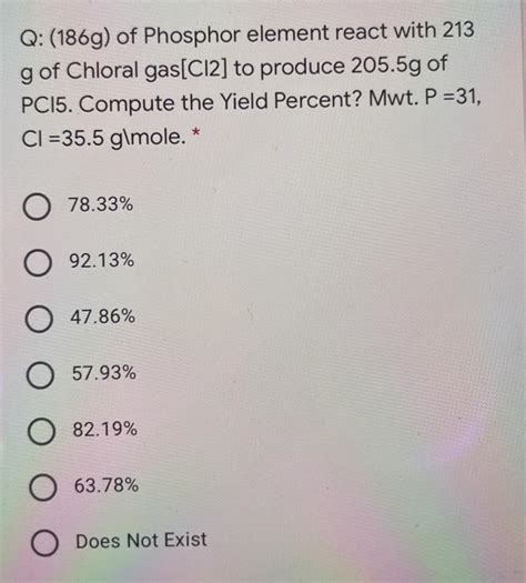 Solved Q G Of Phosphor Element React With G Of Chegg