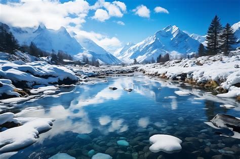 Premium Photo Photo Of A Serene Blue Lake Nestled In The Midst Of