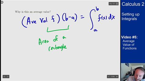 Setting Up Integrals Video 5 Average Value Of Functions Youtube