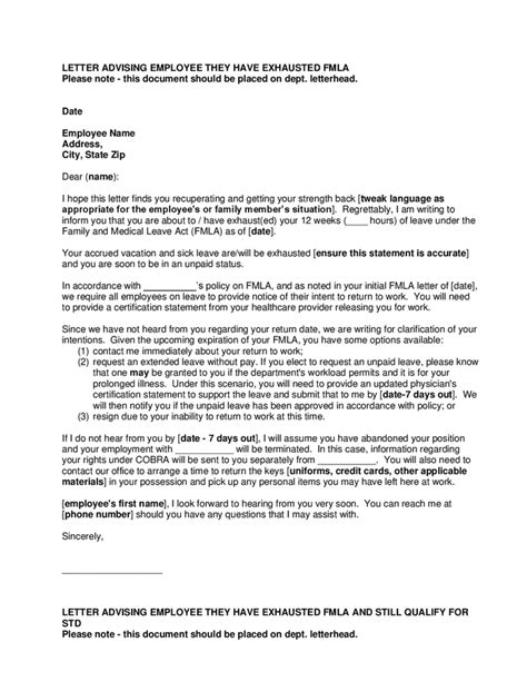 Resignation Letter While On Fmla Sample