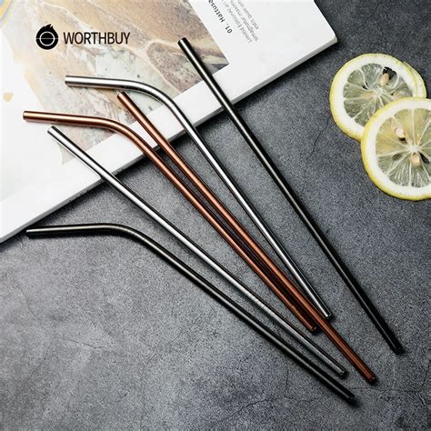 WORTHBUY Colorful Metal Straw 304 Stainless Steel Straw Kitchen