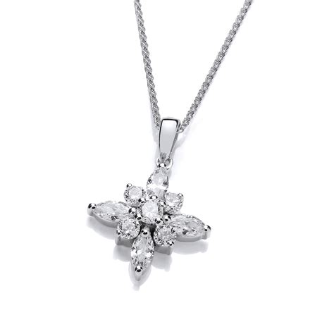 Silver Cubic Zirconia Shining Star Pendant Cavendish French