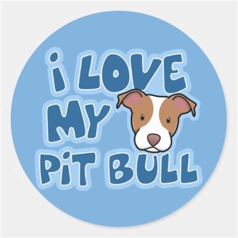 Kawaii I Love My Pit Bull Classic Round Sticker Zazzle