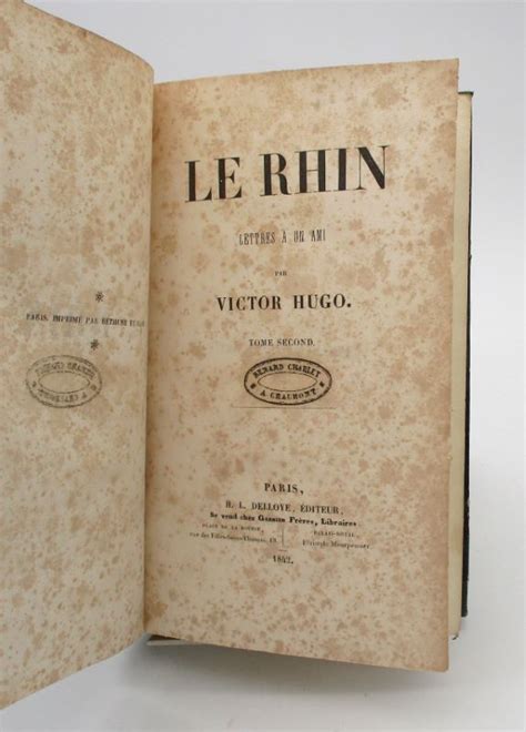 Le Rhin Lettres à Un Ami By Hugo Victor Lancienne Librairie