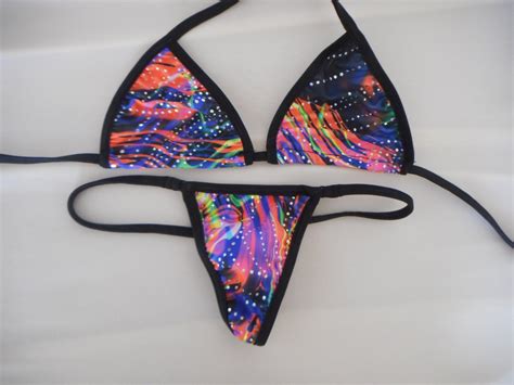 Neon Swirl G String Bikini Thong Bikini V String Micro