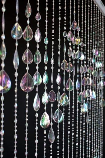 Big Teardrops Cascade Beaded Curtain Crystal Iridescent 35 In X 6