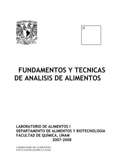 Fundamentos Y Tecnicas De Analisis De Alimentos Depa Unam