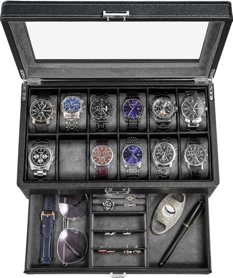 Amazon Bewishome Watch Box With Valet Drawer Luxury Watch Case