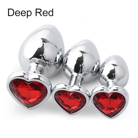 Stainless Steel Jewel Diamond Base Metal Heart Anal Plug Set Butt Plug For Men Adult Woman