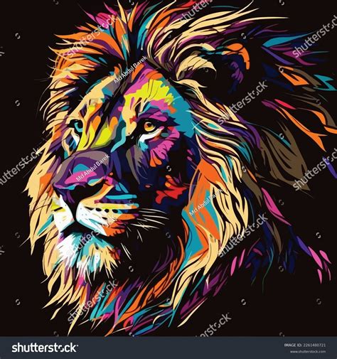 Colorful Lion Head Pop Art Style Stock Vector Royalty Free 2261480721