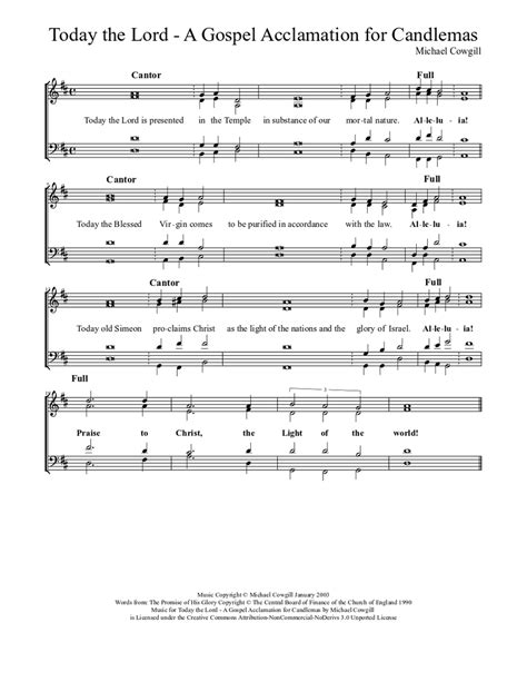 Today The Lord A Gospel Acclamation For Candlemas Sheet Music For Flute Other Woodwind Duet