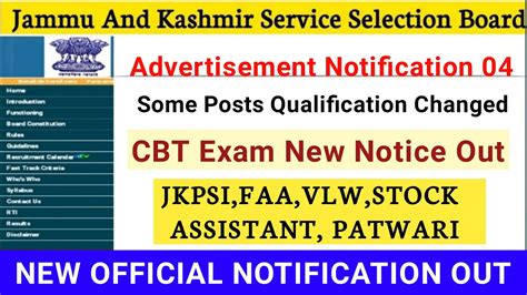 JKSSB Advertisement Notfication No 04 Big Update Out JKSSB All