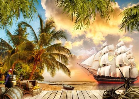 Amazon Beleco X Ft Fabric Beach Island Pirate Ship Backdrop