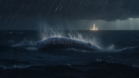 Stormy Seas Monster Vs Whale Ultra HD Action Stock Illustration