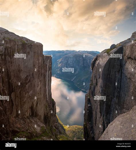 Aerial View Lysefjorden From Kjeragbolten Norway Stock Photo Alamy