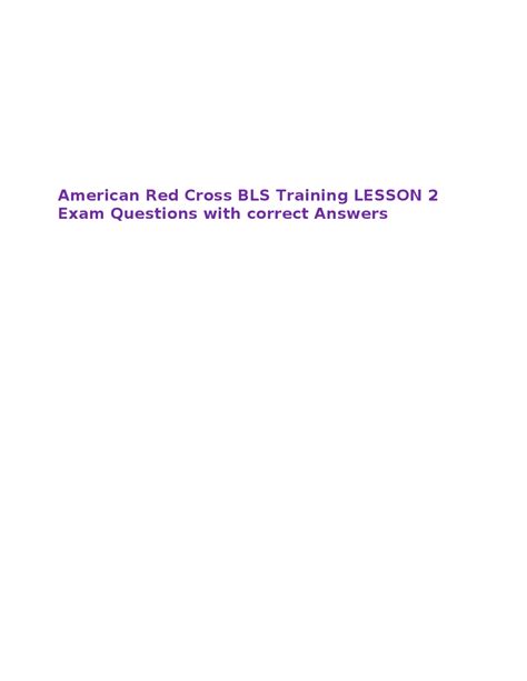 American Red Cross BLS Training LESSON 2 Exam Questions With Correct