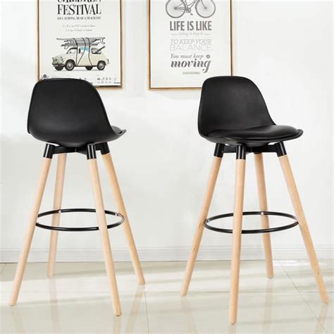 Lot De 2 Tabourets De Bar Chaise Haute Scandinave Assise En Simili