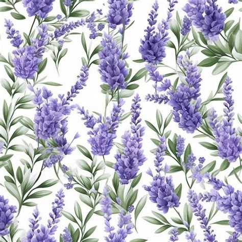 Premium Photo Seamless Pattern Of Lavender Flowers On A White