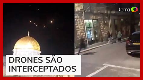 Vídeo mostra momento em que sirenes são acionadas e Israel intercepta