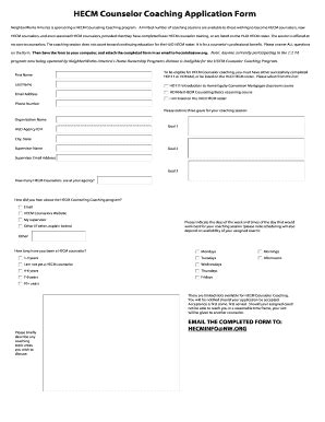 Fillable Online Hecm Counselor Coaching Application Form Fax Email