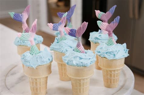 Mermaid Cupcake Ice Cream Cone Recipe Popsugar Food