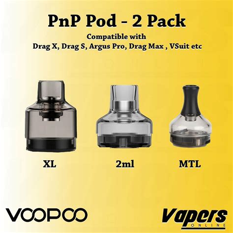 Voopoo Pnp Replacement Pod Pack Ml Xl Mtl Vsuit Drag X Drag S