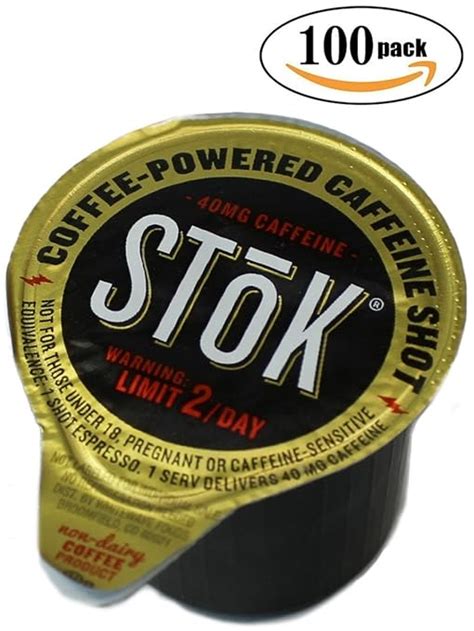 100 Pack Stok Caffeinated Unsweetened Black Coffee Shots Caffeine