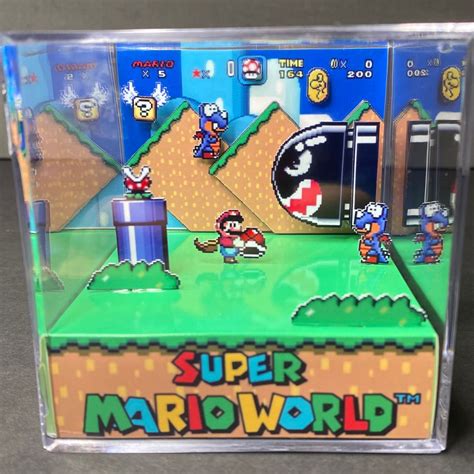 Nintendo Snes 3d Cube Diorama Shadowbox Super Mario World West New