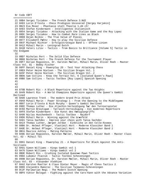 Code List | PDF | Chess Openings | Chess Theory