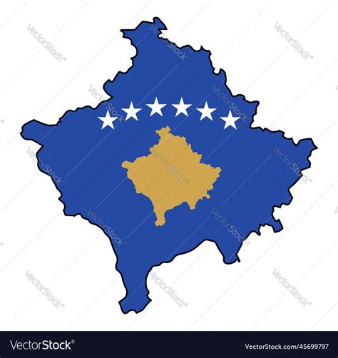 Kosovo outline flag map Royalty Free Vector Image