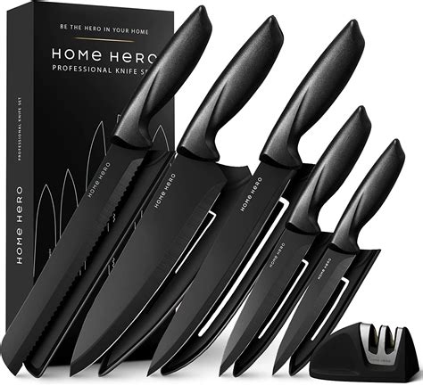 Home Hero - 5 Piece Paring Cooking Kitchen Knife Set w/ Block ...