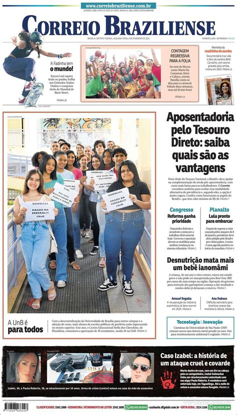 Capa Correio Braziliense Edição Segunda 6 de Fevereiro de 2023