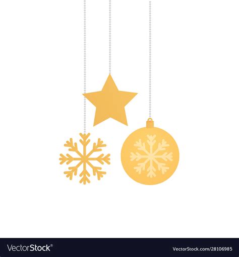 Ball christmas with star and snowflakes hanging Vector Image