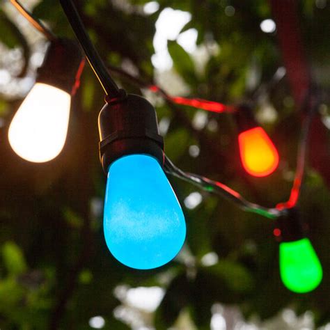 Commercial Patio String Lights, Multicolor S14 Opaque Bulbs - Yard Envy