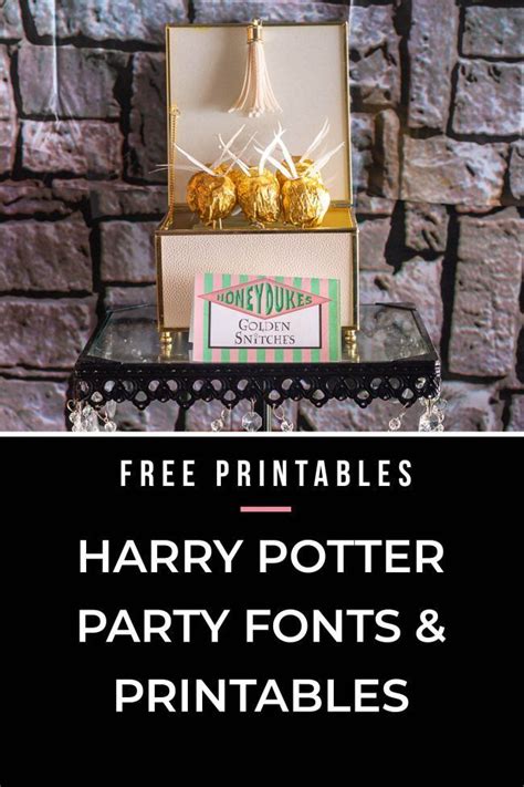 The Harry Potter Party Font And Printables Are On Display In Front Of A