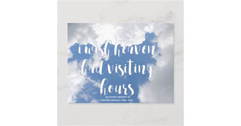 I Wish Heaven Had Visiting Hours Remembrance Postcard Zazzle