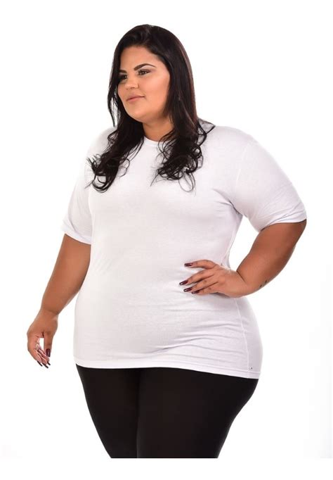 Camiseta Branca Plus Size B Sica Lisa Feminina Algod O Eguh Vest