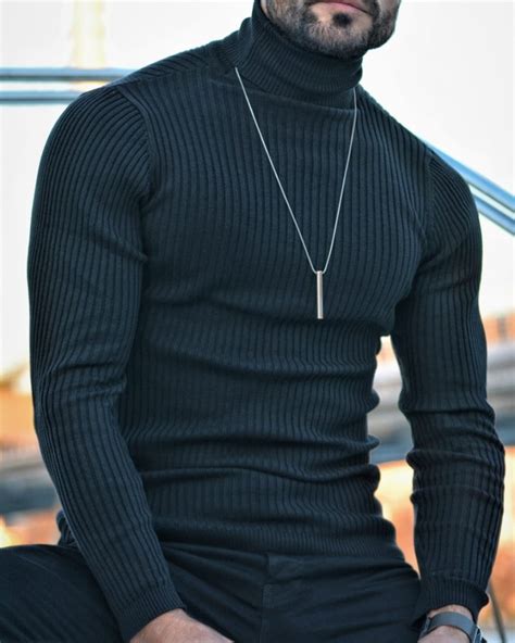 Buy Black Slim Fit Turtleneck Wool Sweater By Gentwith Free Shipping