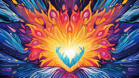 A Radiant Heart Encased In Hands With Beams Of Light And Psychedelic