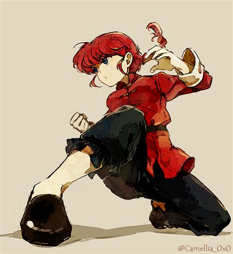 A Drawing Of A Person With Red Hair And Black Pants Sitting On The Ground Holding A Knife