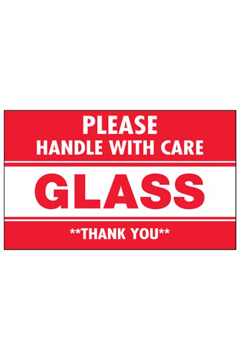 2 X 3 Please Handle With Care Glass Thank You Label 500 Per Roll