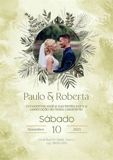 Modelo De Convite De Casamento Paulo E Roberta Convidam Voc E Sua