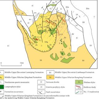 Geological Sketch Map Of The Mount Laojinshan Area Modified From Zijin