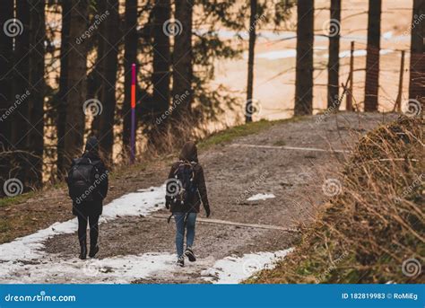 Two Women Hiking in the Swiss Mountains Thru - Kronberg Appenzell Switzerland Europe Stock Image ...