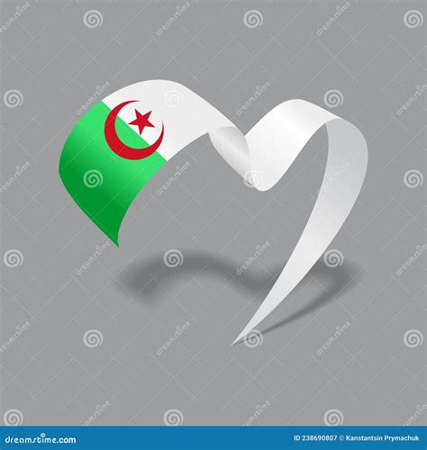 Algerian Flag Heart Shaped Ribbon Vector Illustration Stock Vector Illustration Of Waving