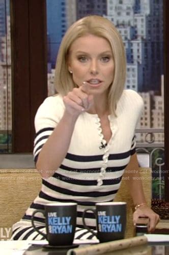 Wornontv Kellys White Striped Ribbed Dress On Live With Kelly And