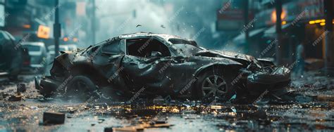 Premium Photo | A devastating collision results in the total ...