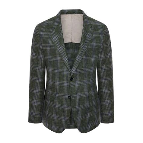 Hackett Linen Wool Check Blazer Green Dressinn