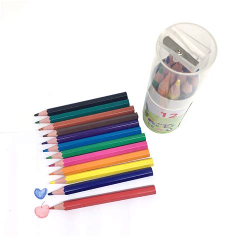 School Stationery 12 Mini Color Pencil Sets In Kraft Paper Tube Packing