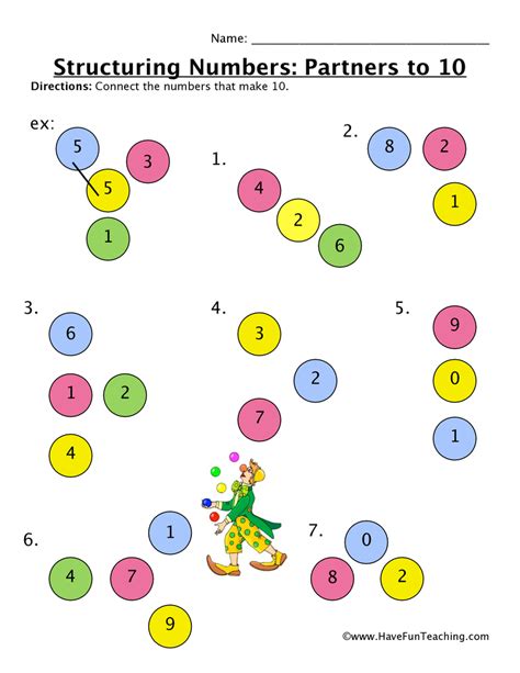 Structuring Numbers Partners To Ten Worksheet Have Fun Teaching Worksheets Library